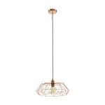 Eglo Luce Pendente Carlton 2 Acciaio Rame | IP20 - Adatto per 1x E27 